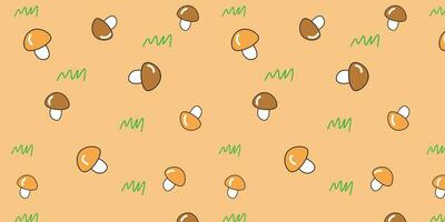 schattig tekenfilm naadloos herfst patroon champignons in een speels tekenfilm stijl.vector eps10 vector