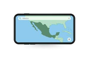 zoeken kaart van Mexico in smartphone kaart sollicitatie. kaart van Mexico in cel telefoon. vector