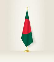 Bangladesh vlag Aan een vlag stellage. vector