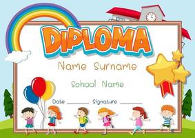 diploma- of certificaatsjabloon voor schoolkinderen vector