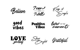 motiverende citaten. reeks van hand- geschreven inspirerend berichten. kalligrafische belettering positief zinnen. vector