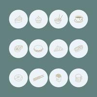 voedsel hoogtepunt dekking icon set vector