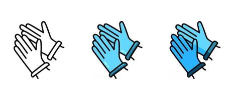 contour en blauwe symbolen van medische handschoenen vector