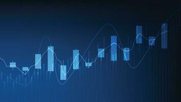 financieel bedrijf statistieken met bar diagram en kandelaar tabel tonen voorraad markt prijs Aan donker achtergrond vector
