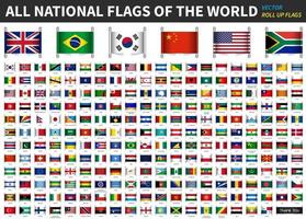 alle officiële nationale vlaggen van de wereld. ontwerp oprollen. vector. vector