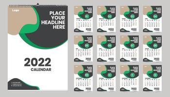 gratis maandelijkse wandkalender sjabloonontwerp voor 2022, 2023, 2024, 2025, 2026, 2026 jaar. week begint op zondag. planner dagboek met plaats voor foto. vector