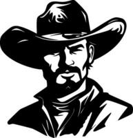 cowboy - zwart en wit geïsoleerd icoon - vector illustratie