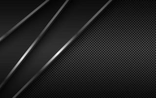 zwarte moderne materiële achtergrond met diagonale zilveren lijnen en koolstofvezeltextuur. ontwerp voor uw bedrijf. vector abstracte breedbeeld achtergrond