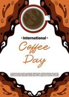 poster sjabloon papier besnoeiing Internationale koffie dag met gemakkelijk stijl vector illustratie