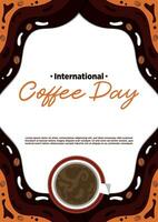 poster sjabloon papier besnoeiing Internationale koffie dag vector illustratie