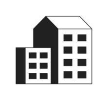 stadsgezicht monochroom vlak vector voorwerp. comfortabel gebouwen. appartementen. bewerkbare zwart en wit dun lijn icoon. gemakkelijk tekenfilm klem kunst plek illustratie voor web grafisch ontwerp