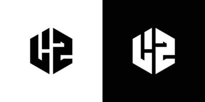 brief l z veelhoek, zeshoekig minimaal en professioneel logo ontwerp Aan zwart en wit achtergrond vector