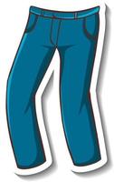 een sticker sjabloon met casual broek jeans geïsoleerd vector