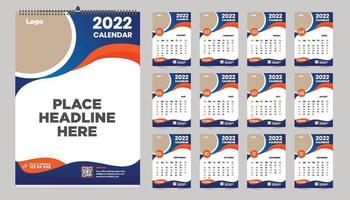 gratis maandelijkse wandkalender sjabloonontwerp voor 2022, 2023, 2024, 2025, 2026, 2026 jaar. week begint op zondag. planner dagboek met plaats voor foto. vector