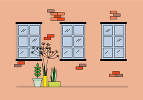 Windows en Plants Flat vector