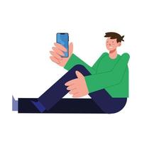 man zit met smartphone vector design