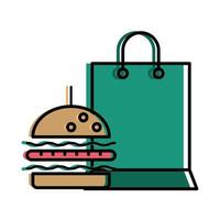 voedselbezorging hamburger en tas vectorontwerp vector