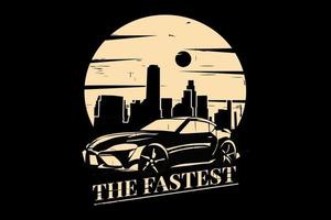 t-shirt silhouet autorace stad stijl retro vintage vector