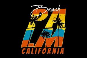 t-shirt typografie strand palm californië zonsondergang retro vector