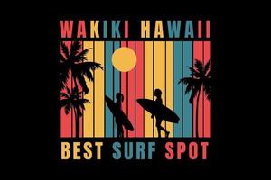 t-shirt surfen op het strand hawaï beste surfplek vector