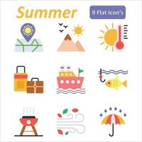 zomer plat pictogrammen set vector