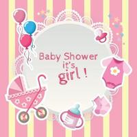 baby meisjes pasgeboren spullen baby shower voor baby shower kaart vector