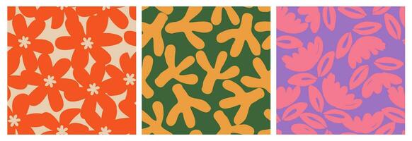 reeks van hand- getrokken bloemen, naadloos patronen met bloemen voor kleding stof, textiel, kleding, omhulsel papier, omslag, banier, interieur decor, abstract achtergronden. vector