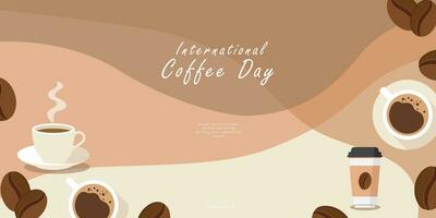 Internationale koffie dag banier, 1e oktober vakantie. meetkundig gemakkelijk minimalistisch horizontaal groet vlak stijl voor banier, poster, achtergrond. vector illustratie.