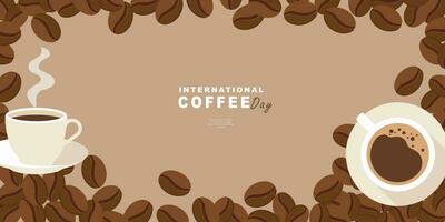 Internationale koffie dag banier, 1e oktober vakantie. meetkundig gemakkelijk minimalistisch horizontaal groet vlak stijl voor banier, poster, achtergrond. vector illustratie.