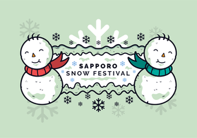 Sapporo sneeuwfestival Sneeuwmannen Banner vector