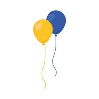ballonnen helium kleuren blauw en geel zwevend vector