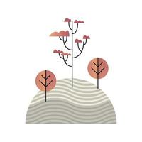 berg en bomen planten natuur scene vector