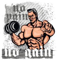 motiverend t-shirtontwerp met bodybuilder vector
