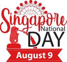 singapore nationale feestdag banner met merlion landmark van singapore vector