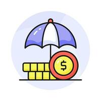 dollar munten onder paraplu, een concept van financieel verzekering icoon in modern stijl vector