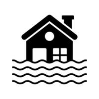 huis gebouw drijvend Aan water, aanduiding concept icoon van natuurlijk ramp, vector van overstroming