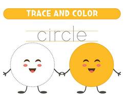 spoor en kleur schattig cirkel. eenvoudig meetkundig vormen. werkblad voor kinderen. vector
