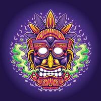 roken tiki hout masker illustratie vector