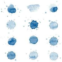 blauw plons waterverf vlek borstel reeks vector