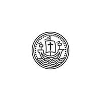 modern en koel schip kerk logo ontwerp voor bedrijf vector
