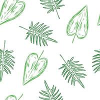 tropisch bladeren schetsen patroon vector