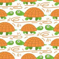 naadloos patroon in de het formulier van schattig schildpadden. grappig hand getekend dieren. creatief kinderen achtergrond in Scandinavisch stijl. vector illustratie van de strand. schildpad Aan wit