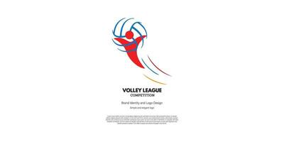 volleybal wedstrijd en kampioenschap logo ontwerp voor grafisch ontwerper en web ontwikkelaar vector