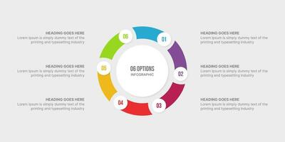 zes 6 opties cirkel fiets infographic sjabloon ontwerp vector