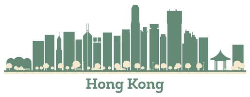 hong Kong China stad horizon silhouet met kleur gebouwen. vector illustratie.