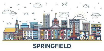 schets Springfield Illinois stad horizon met gekleurde modern en historisch gebouwen geïsoleerd Aan wit. vector