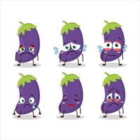 aubergine tekenfilm in karakter met verdrietig uitdrukking vector