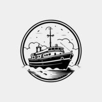 vector logo van een schip in de oceaan