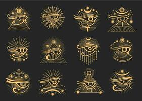 horus oog, Egyptische occult en esoterisch symbolen vector