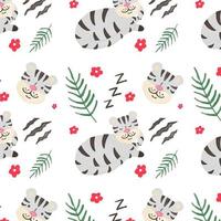 Cute Gray Tiger Pattern vector